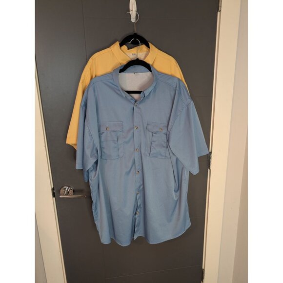 Other - Lot of 2 Men's Cape Back Short Sleeve Fishing Shirts - Yellow and Blue - 2XL